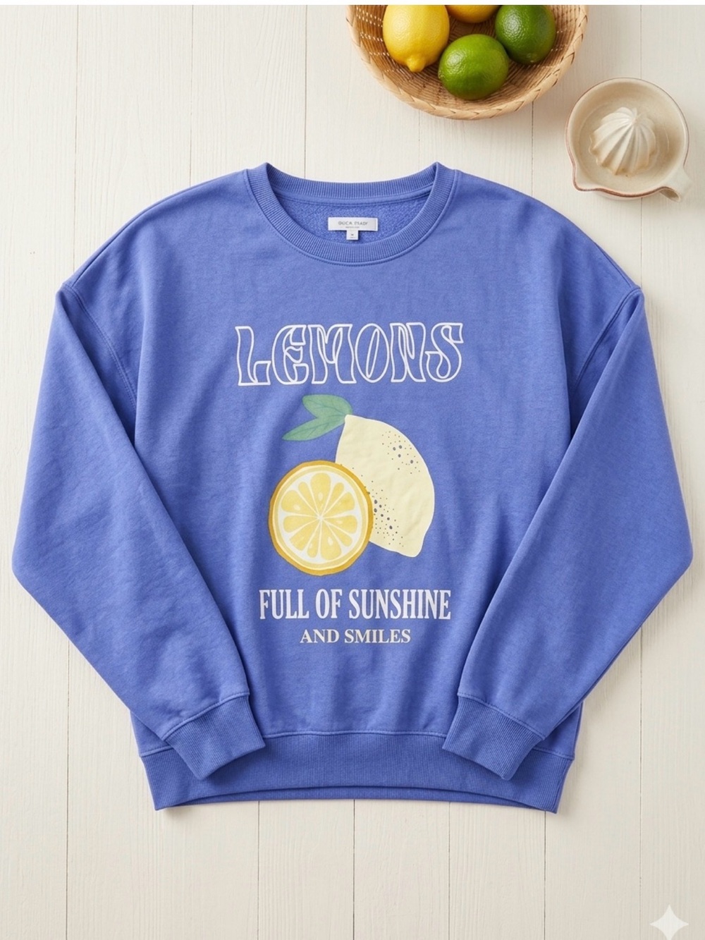 Lemons Graphic Crewneck Sweatshirt - Blue